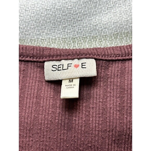 Selfie Scoop Short Sleeve Hook & Eye Rib-Knit Crop Top Juniors Medium Pink Mauve - Picture 6 of 11